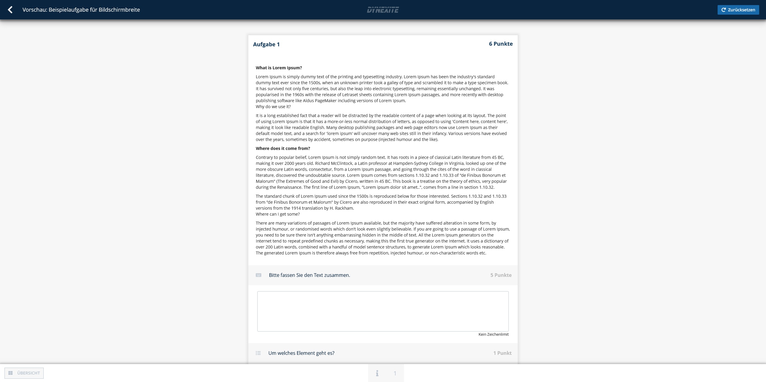 Normale Aufgabenansicht